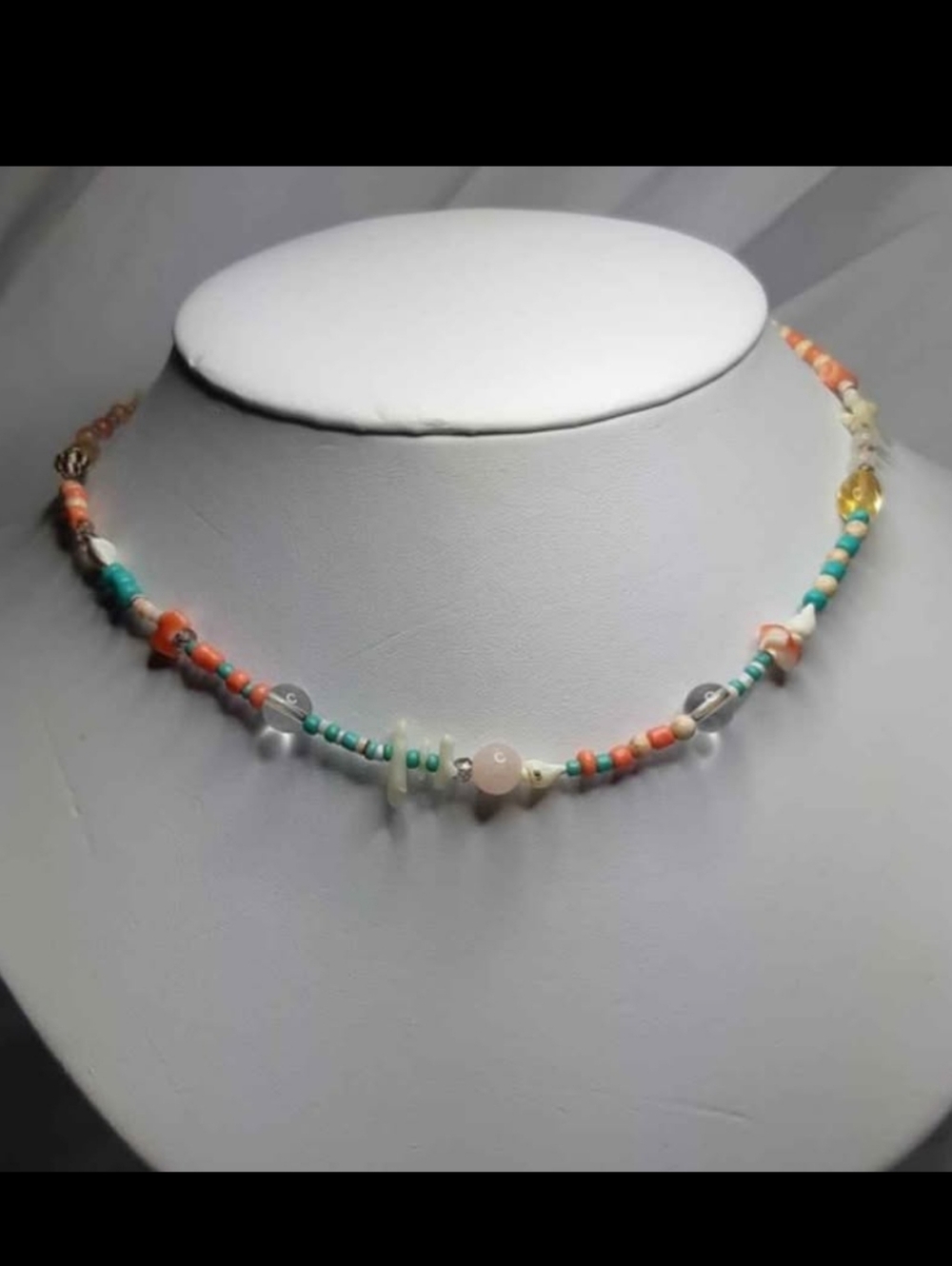Mixed Semi Precious Gemstone, Crystal, Glass, and Shell Necklace